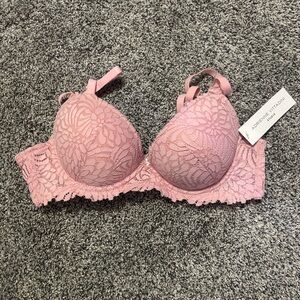 Pink Lace Bra with Molded Cups and Underwire